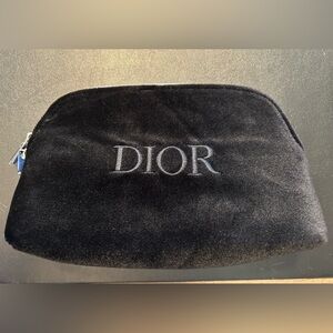 New Dior Black Velvet Clutch with Silver Zippers